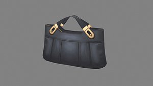 3D cartoon black handbag for women Low-poly 3D model