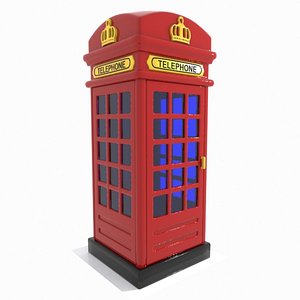 cartoon red telephone 3d obj