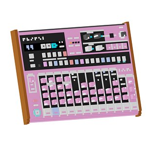 Drum machine low poly 8 bit voxel art