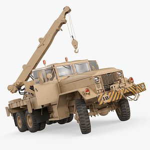 Heavy Wrecker Crane Beige Used Rigged for Maya