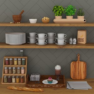 Kitchen Accessories and Tableware with Food Collection