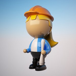 engineer character cartoon 3d max