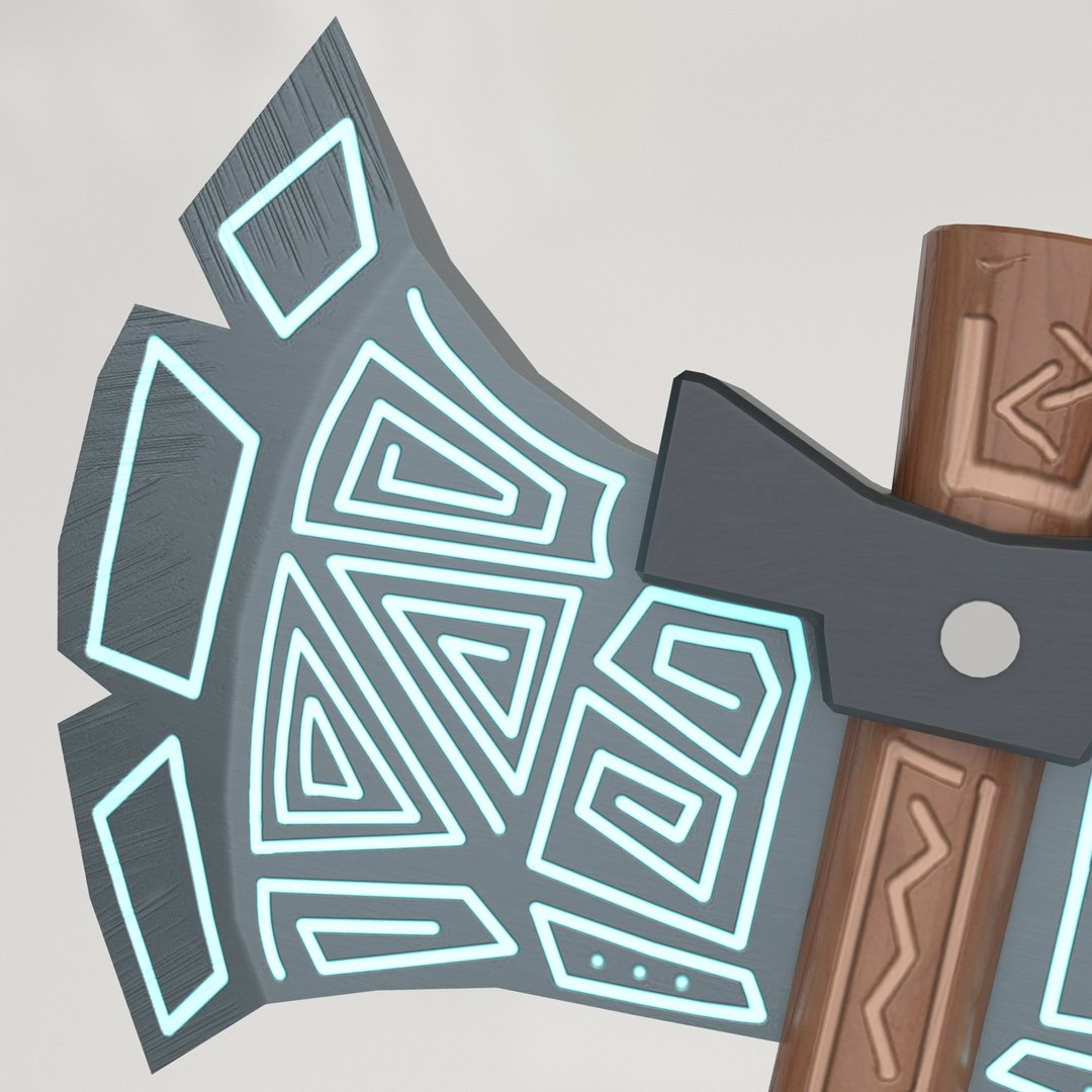 3D painted runic axe model https://p.turbosquid.com/ts-thumb/fv/vR25l0/GLf6OOHA/cartoonaxe37/jpg/1540912649/1920x1080/fit_q87/07211c9839e406abb085beb7be495c13fd586c78/cartoonaxe37.jpg
