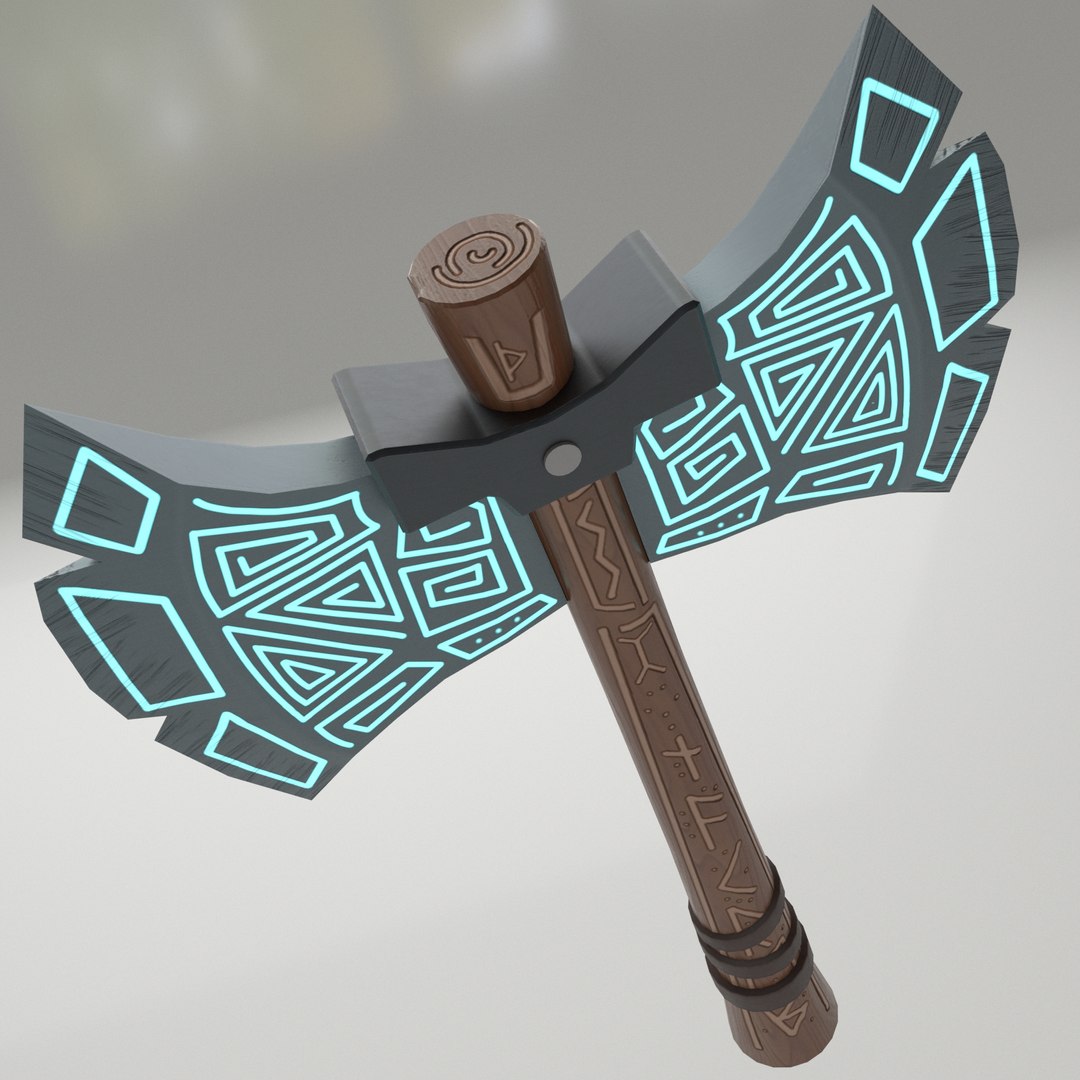3D painted runic axe model https://p.turbosquid.com/ts-thumb/fv/vR25l0/TTHN0I7r/cartoonaxe27/jpg/1540912649/1920x1080/fit_q87/18ff0457e9eb1c8ce4f0e91d893d77cf198ff769/cartoonaxe27.jpg