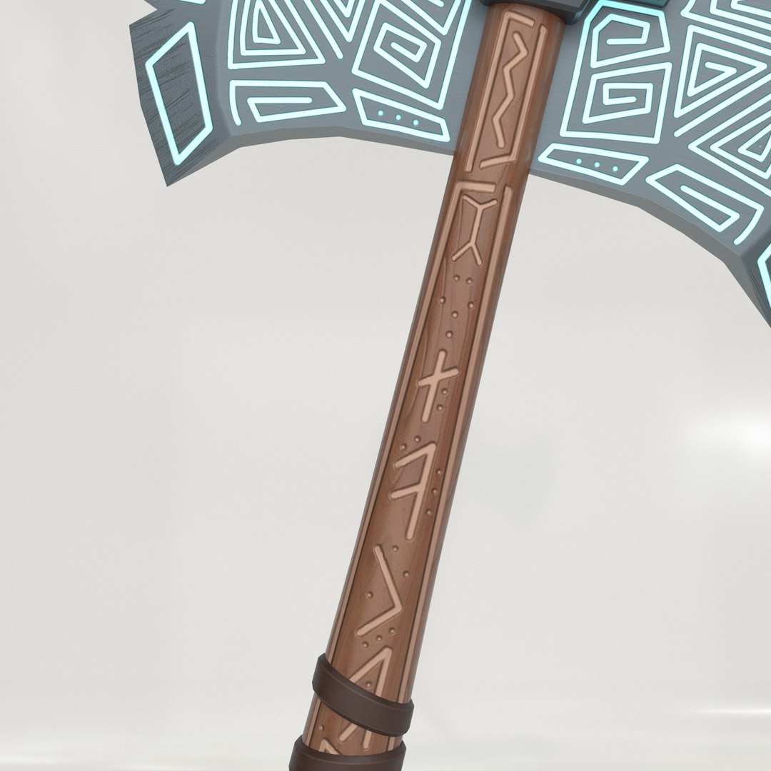 3D painted runic axe model https://p.turbosquid.com/ts-thumb/fv/vR25l0/UayEfCp1/cartoonaxe33/jpg/1540912649/1920x1080/fit_q87/f48767fac80f035f56dc3618851a6552ec89f3ed/cartoonaxe33.jpg