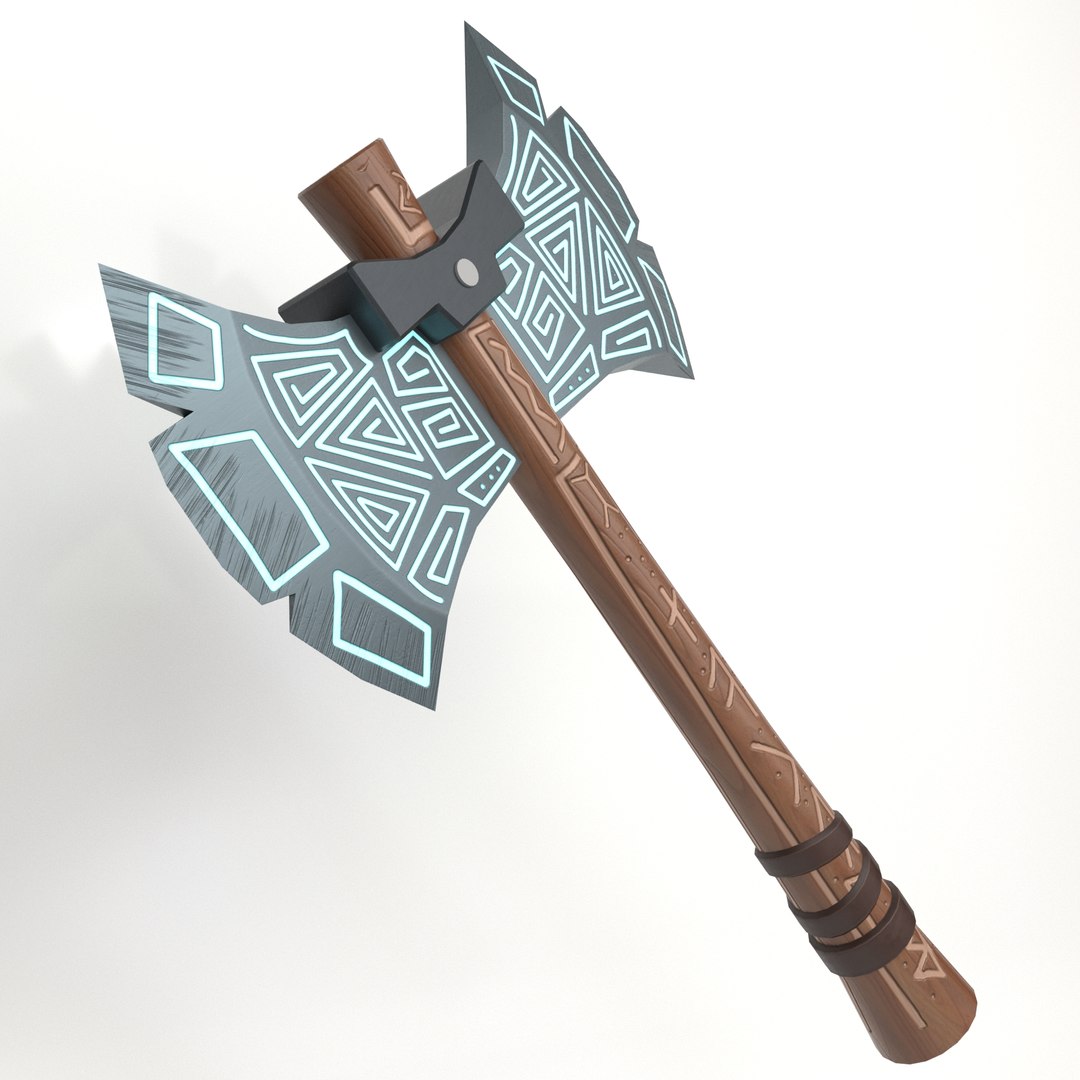 3D painted runic axe model https://p.turbosquid.com/ts-thumb/fv/vR25l0/iSRXYzYf/cartoonaxe5/jpg/1540912648/1920x1080/fit_q87/f01c4240befd38ba0dbfec95d7f1b73439356875/cartoonaxe5.jpg