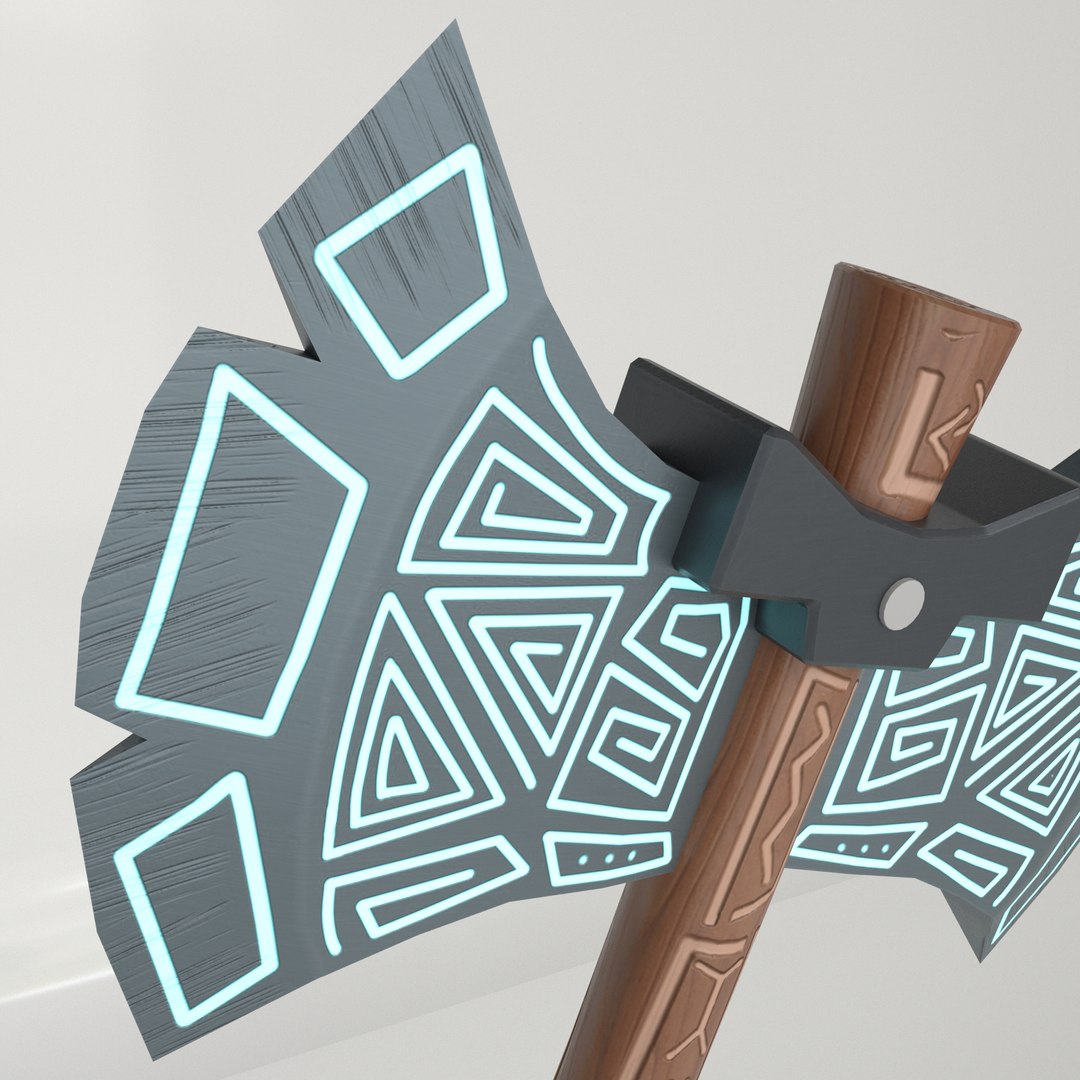 3D painted runic axe model https://p.turbosquid.com/ts-thumb/fv/vR25l0/jJJKg78g/cartoonaxe35/jpg/1540912649/1920x1080/fit_q87/2fa853f0936222a3999338710c9751a27d5d28b8/cartoonaxe35.jpg