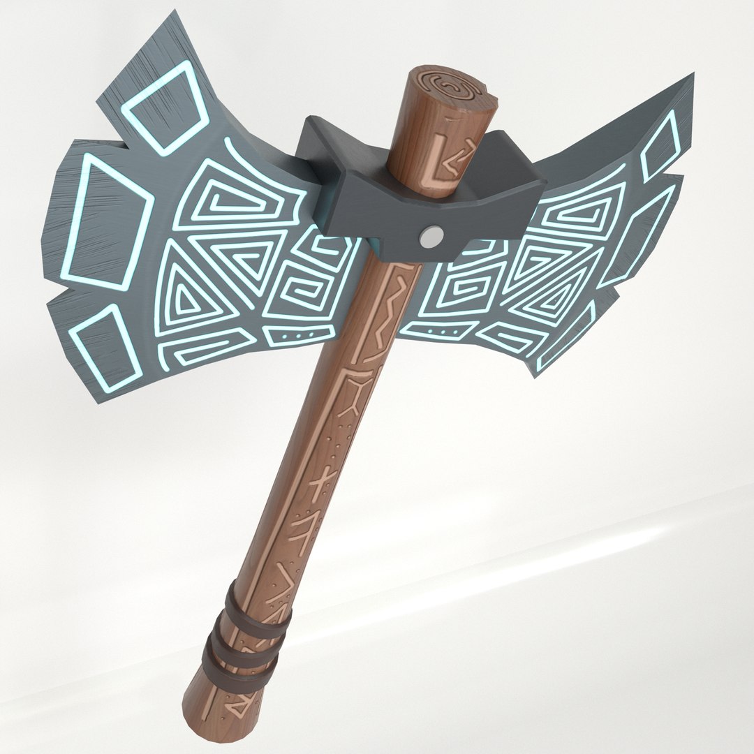 3D painted runic axe model https://p.turbosquid.com/ts-thumb/fv/vR25l0/q5TBeBI5/cartoonaxe15/jpg/1540912649/1920x1080/fit_q87/3beb5a2c3d3e4b27288970f101b0ad6992e8c54d/cartoonaxe15.jpg