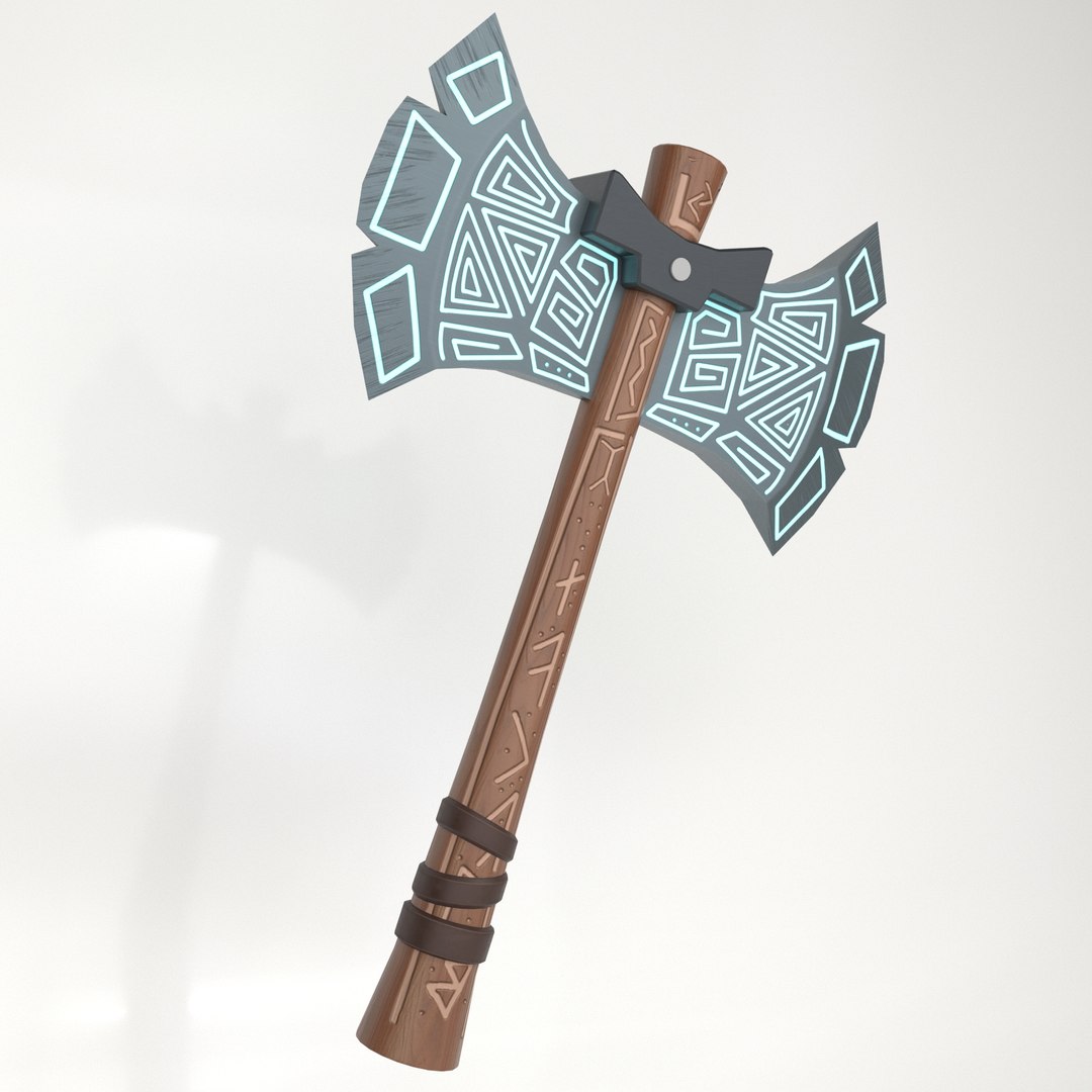 3D painted runic axe model https://p.turbosquid.com/ts-thumb/fv/vR25l0/sY1nXC7Q/cartoonaxe13/jpg/1540912649/1920x1080/fit_q87/ae466e6e99a7fbc67a9207bc3bebf6f1a3695a31/cartoonaxe13.jpg