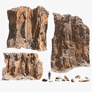 Cliff and Rock scan Collection Real- PBR Low Poly Game ready