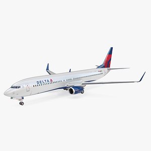 Delta Air Lines Boeing 737-900 with Interior Rigged 3D model