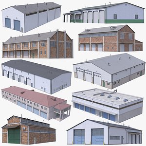 10 PBR Industrial Buildings Collection 3D