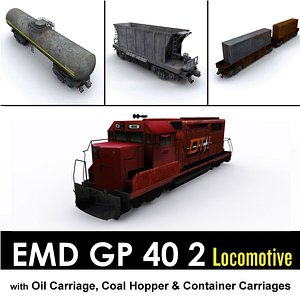 EMD GP40 with Cargo Carriages 3D model