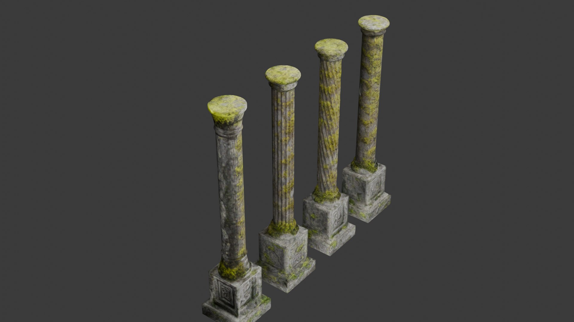 Old Columns With Moss Model - TurboSquid 2309816