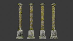 old columns with moss model