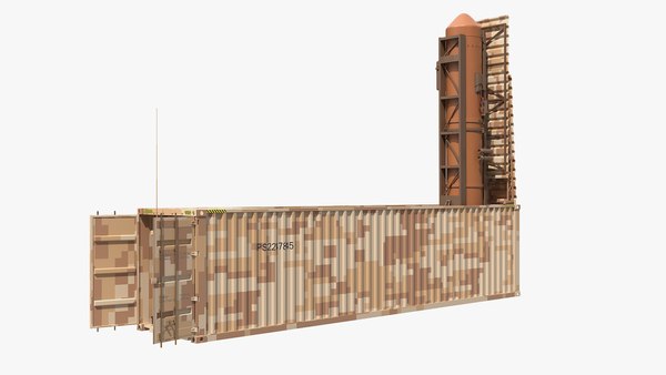 modelo 3d Contenedor de misiles balísticos camuflado en posición ...