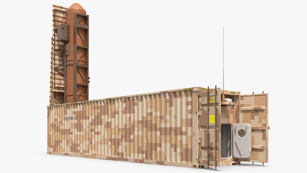 modelo 3d Contenedor de misiles balísticos camuflado en posición ...