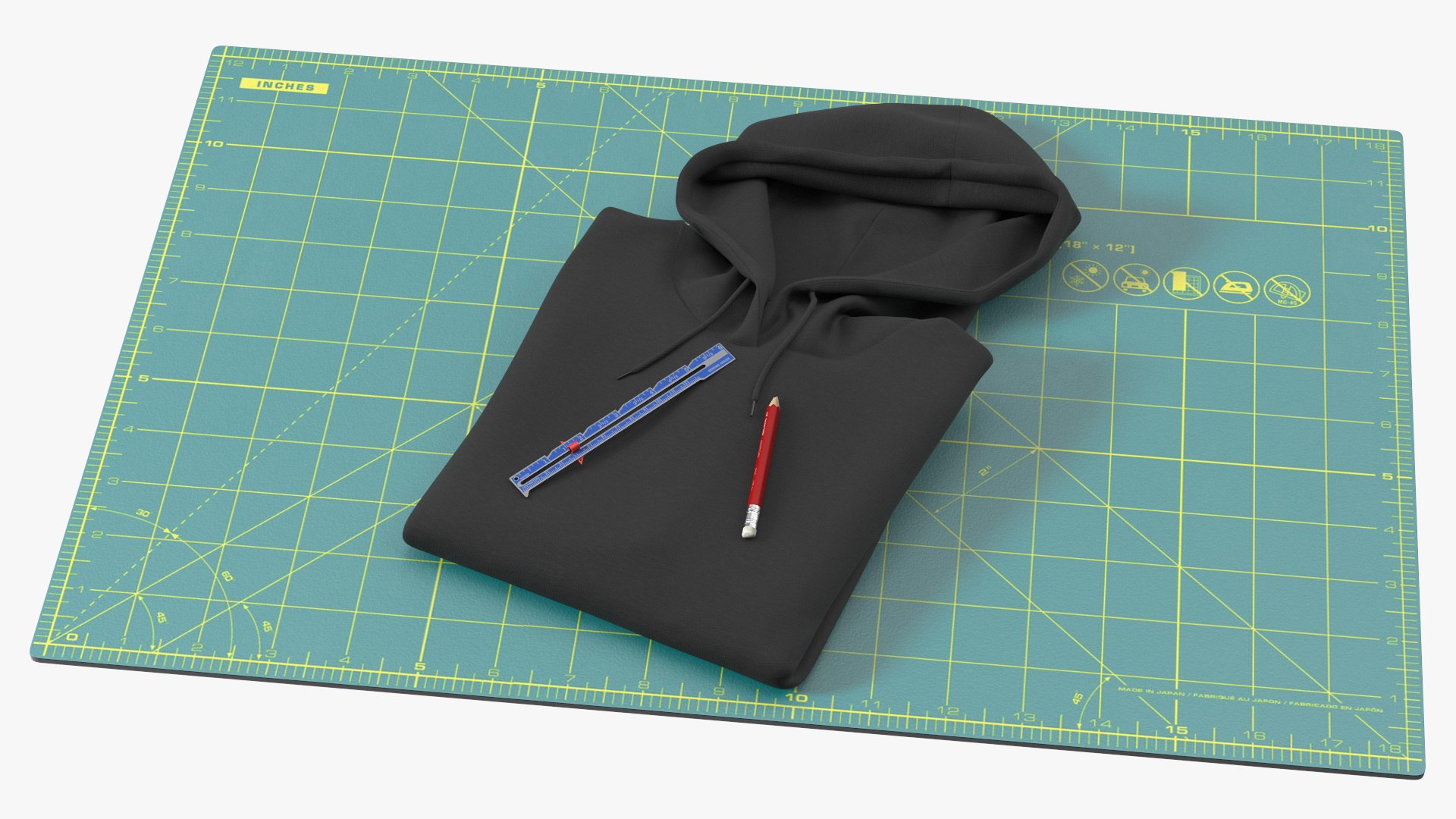 Folded Hoodie with Drawing Tools 3D model preview