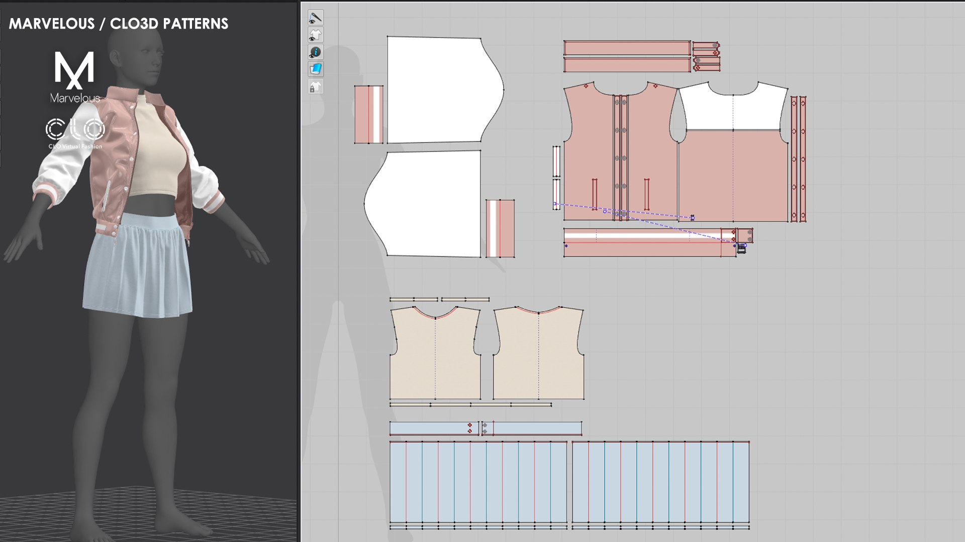 3D Girls Outfit 3 - Marvelous CLO Project file Video Process model ...