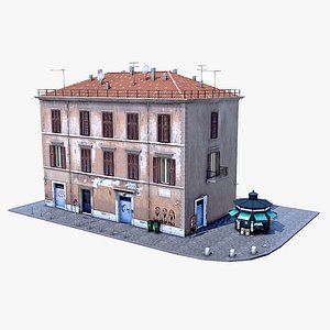 Realistic Italian Old City Building 002