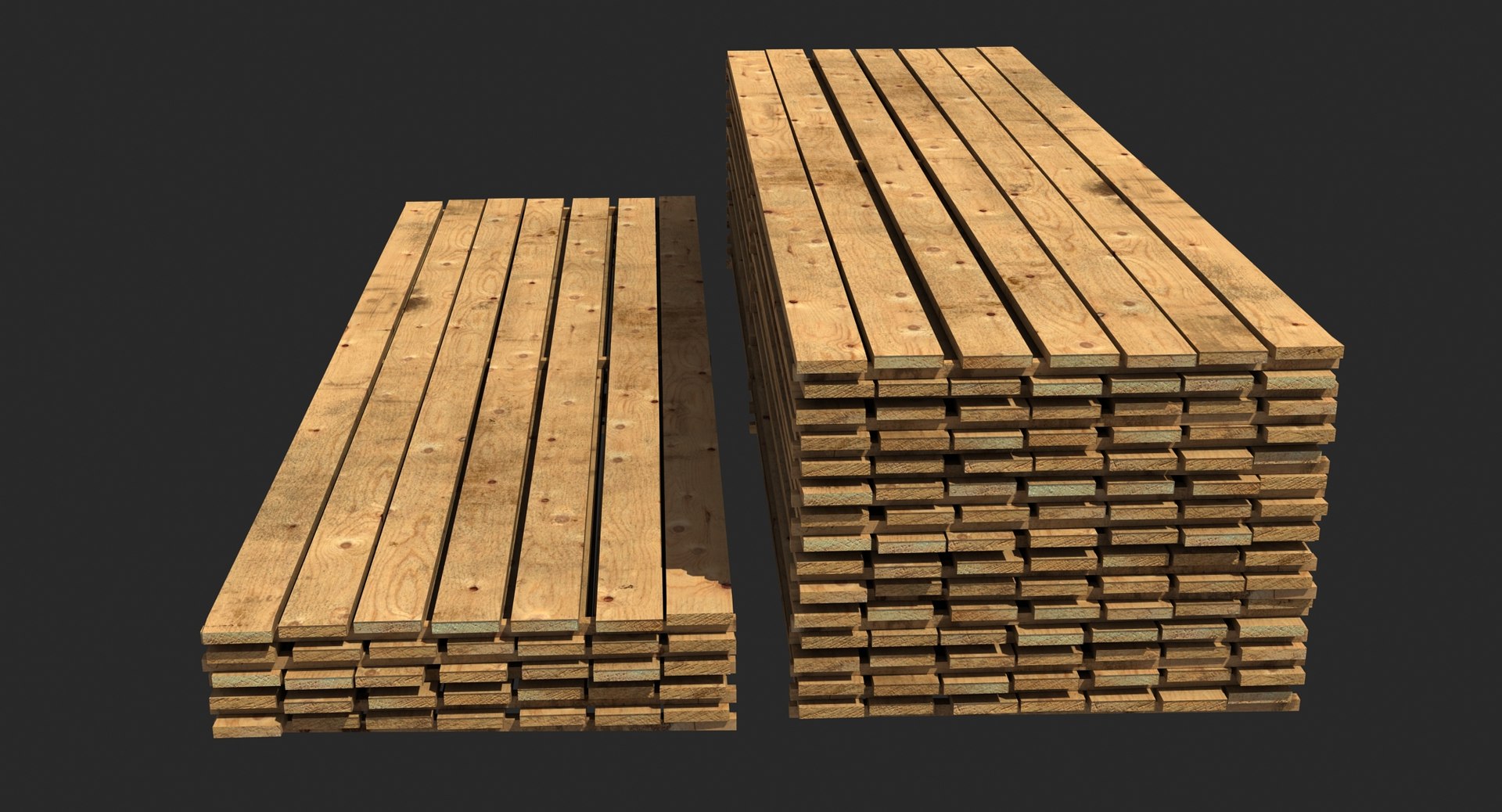 3d Model Of Planks Stack