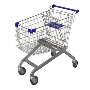 3D blue shopping cart model