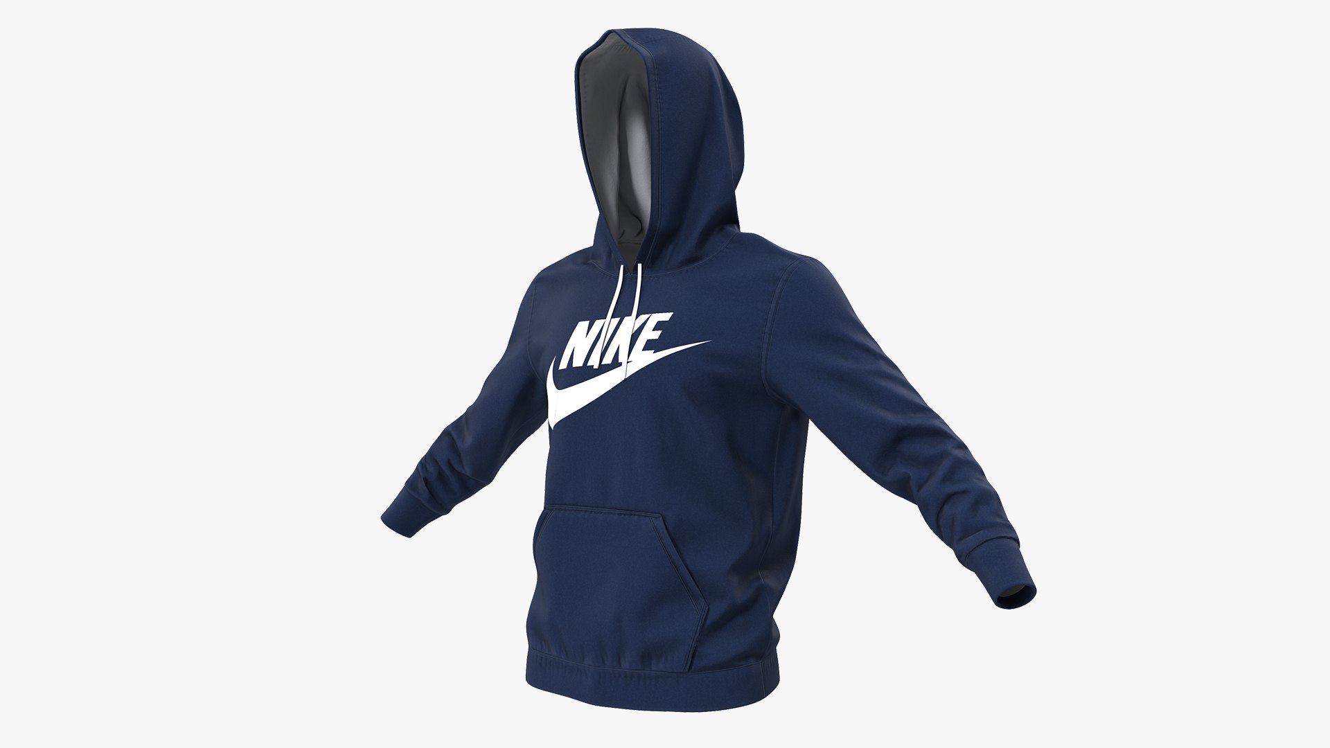 Blue Hoodie Nike Raised Hood 3D model preview