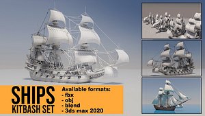 SHIPS Kitbash Set 3D