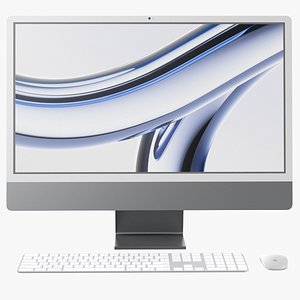 Detailed iMac Screen With Keyboard And Mouse