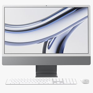 Detailed iMac Screen With Keyboard And Mouse