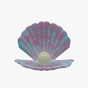 3D Pink sea shell model