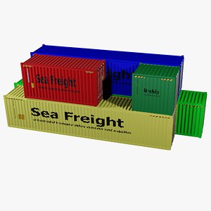 3D High cube shipping containers 10 20 40 45 53 foot