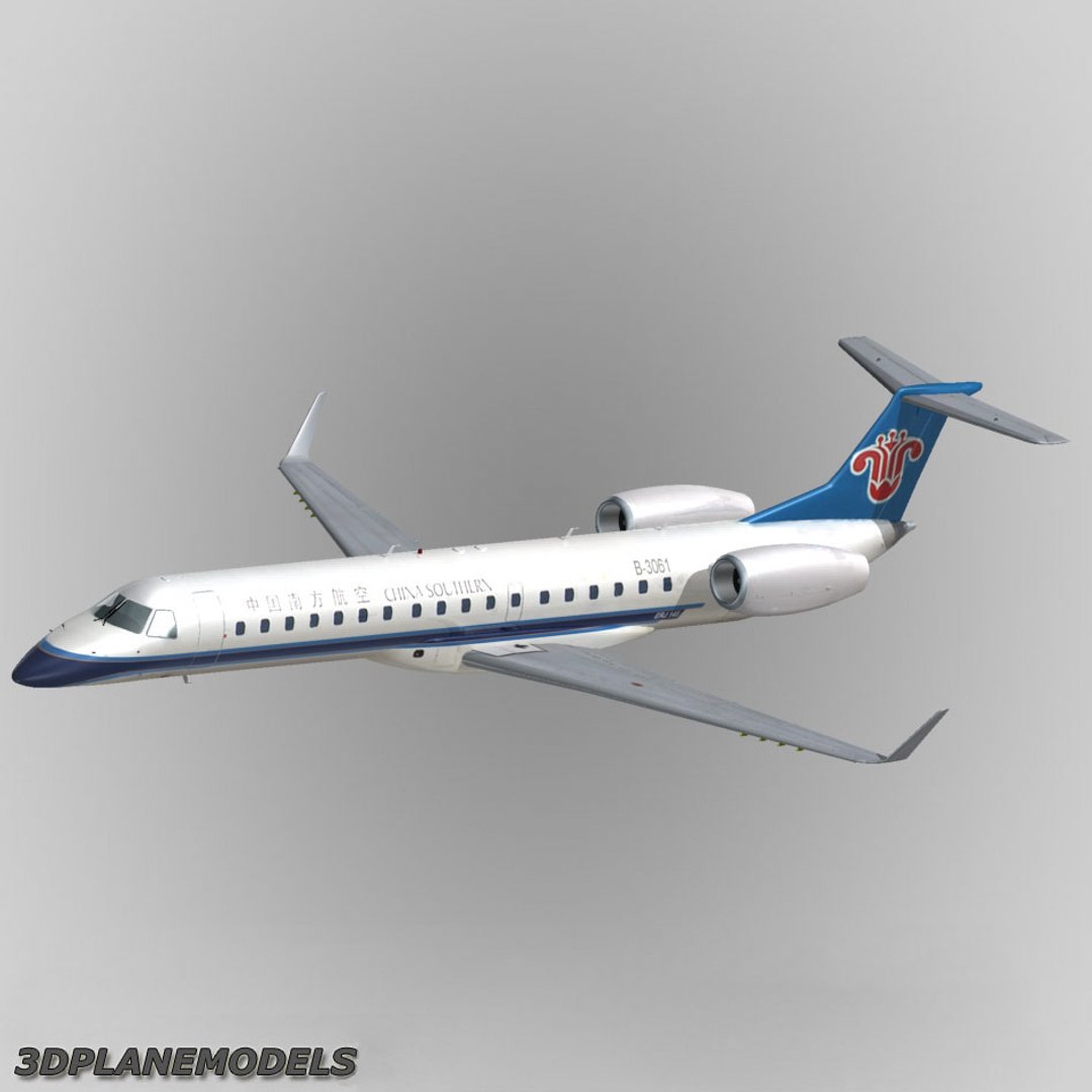 3d Embraer Erj-145 Regional Jet Model