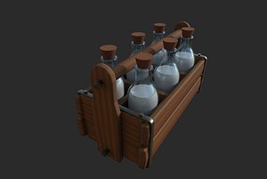 Vintage Glass Milk Bottles and Carrier Food Props 3D HousewPoserWorld 3D  Model Content Store for Poser and DAZ 3D Studio