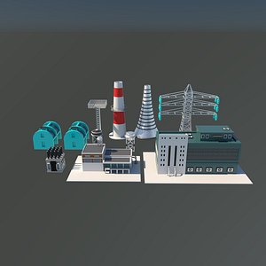 3D Industrial buildings Low-poly 3D model