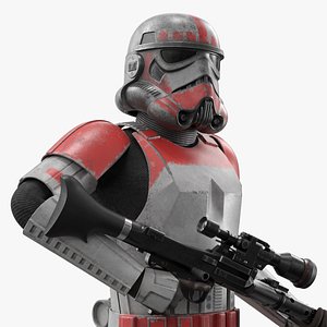 3D model Star Wars Shock Trooper Equipped with Blaster Rifle Worn Armor