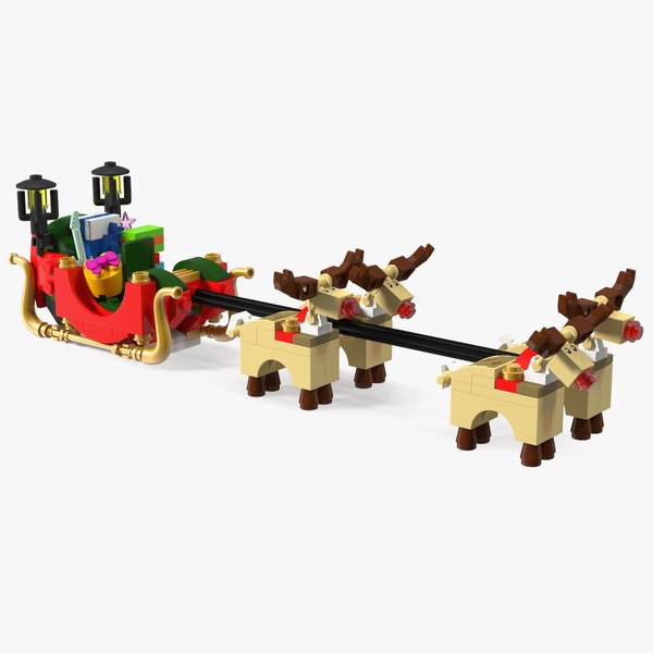 3D Lego Santa Sleigh and Reindeers - TurboSquid 1797874