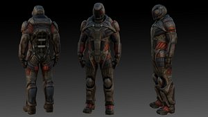 3D Futuristic Soldier 3D Model High-Quality Rigged