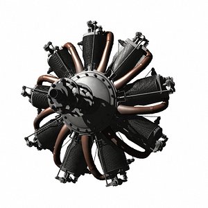 3d le rhone engine rotary model