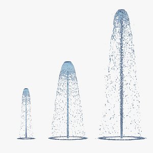 3 size height Trickle Fountains straight rising up - Animation of 12s at 60fps