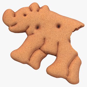3D Cocoa Rhino Cookie 01 Bitten model