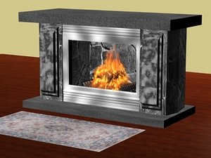 3d fireplace animation model