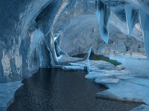 3D model icebergs underground ruins ice