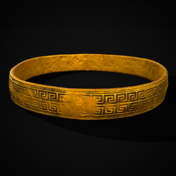 Greek Pattern Gold Ring 3D model