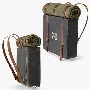 Used US Civil War Backpack with Blanket 3D model