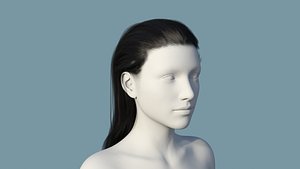 3D Realistic Female Polygon Long Black Hair 36