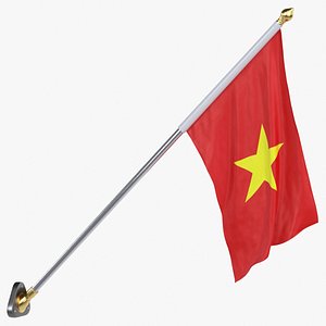 Vietnam Cloth Flag Wall Mount Animated Loop 3D model