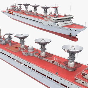 Electronic Reconnaissance Vessel with Antenna Towers Red