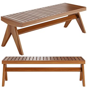 3D Pierre Jeanneret Slatted Bench