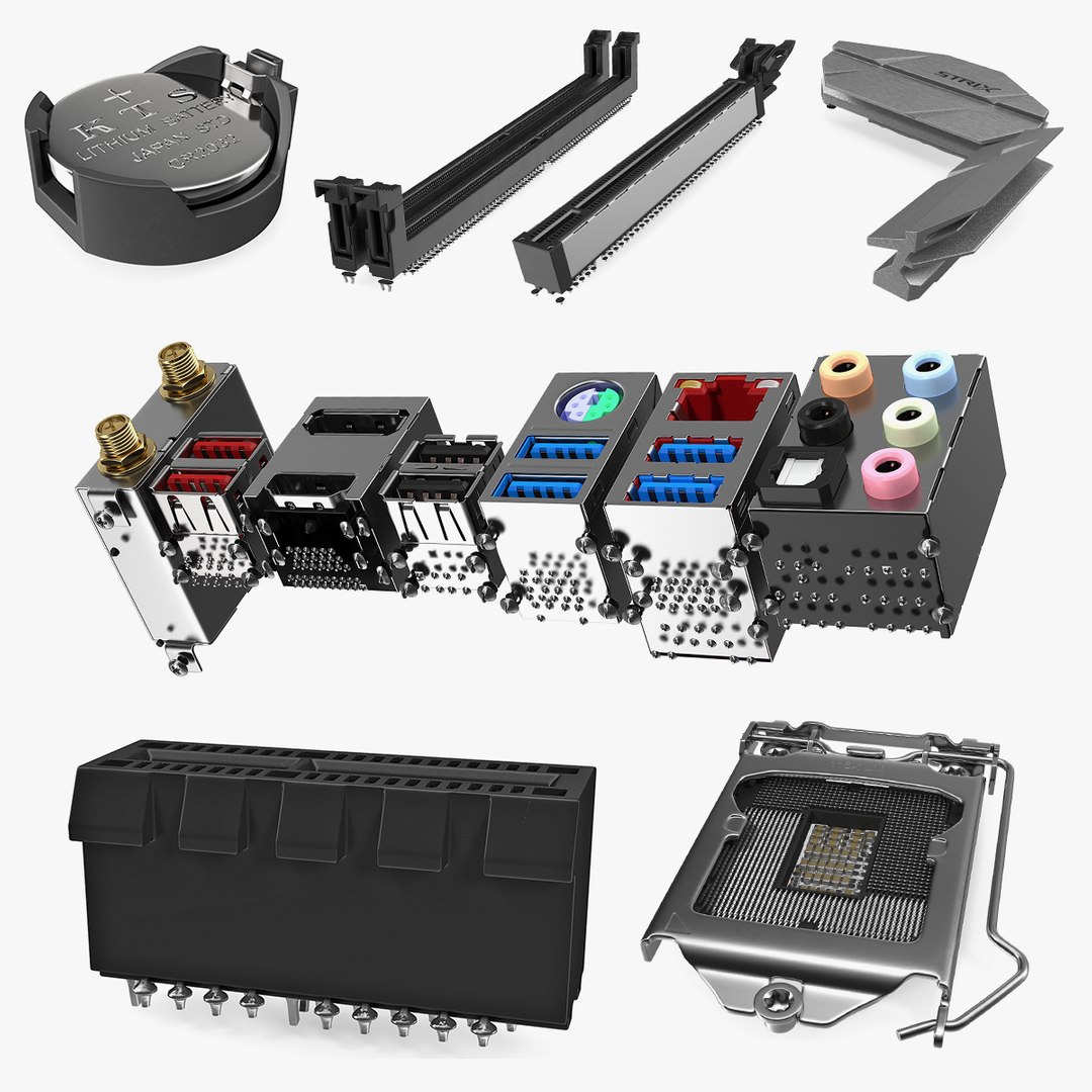Motherboard Parts Collection 3D model preview